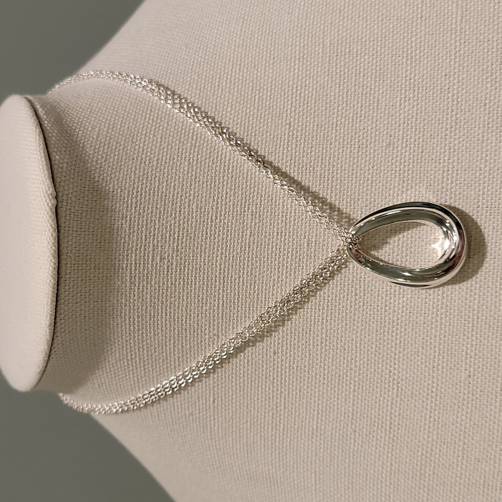 Sterling Silver 3 Strand Open Teardrop Pendant Necklace